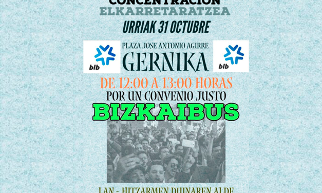 Huelga de 24 horas en el Bizkaibus de Busturia Lea Artibai, el día 31, “Ultimo Lunes de Gernika”